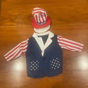 Patriotic Wine Bottle Cover with Striped Sleeves and Hat